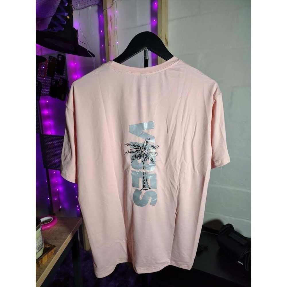 Kids Pink Palm Tree Graphic T Shirt Size 14Y Summer Casual Top Tee